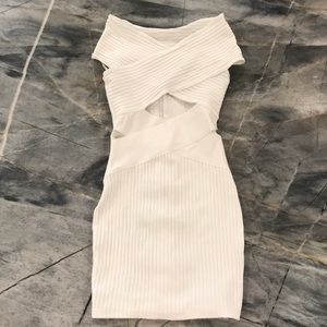(NWT) Misguided Wrap Ribbed Dress White